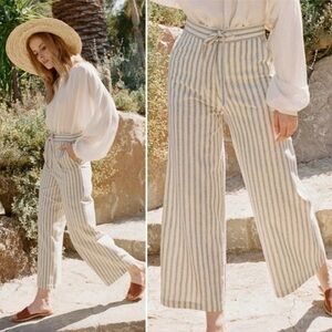Doen Riviera Striped Silk Pants